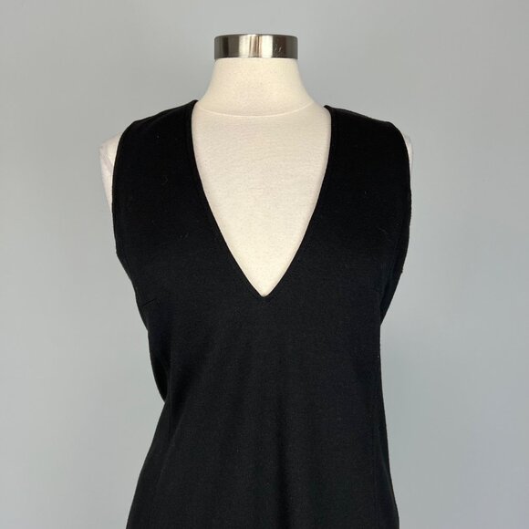 Anne Klein Womens Black Deep V Neck Dress Pockets Sleeveless Stretch size Large - Picture 2 of 12